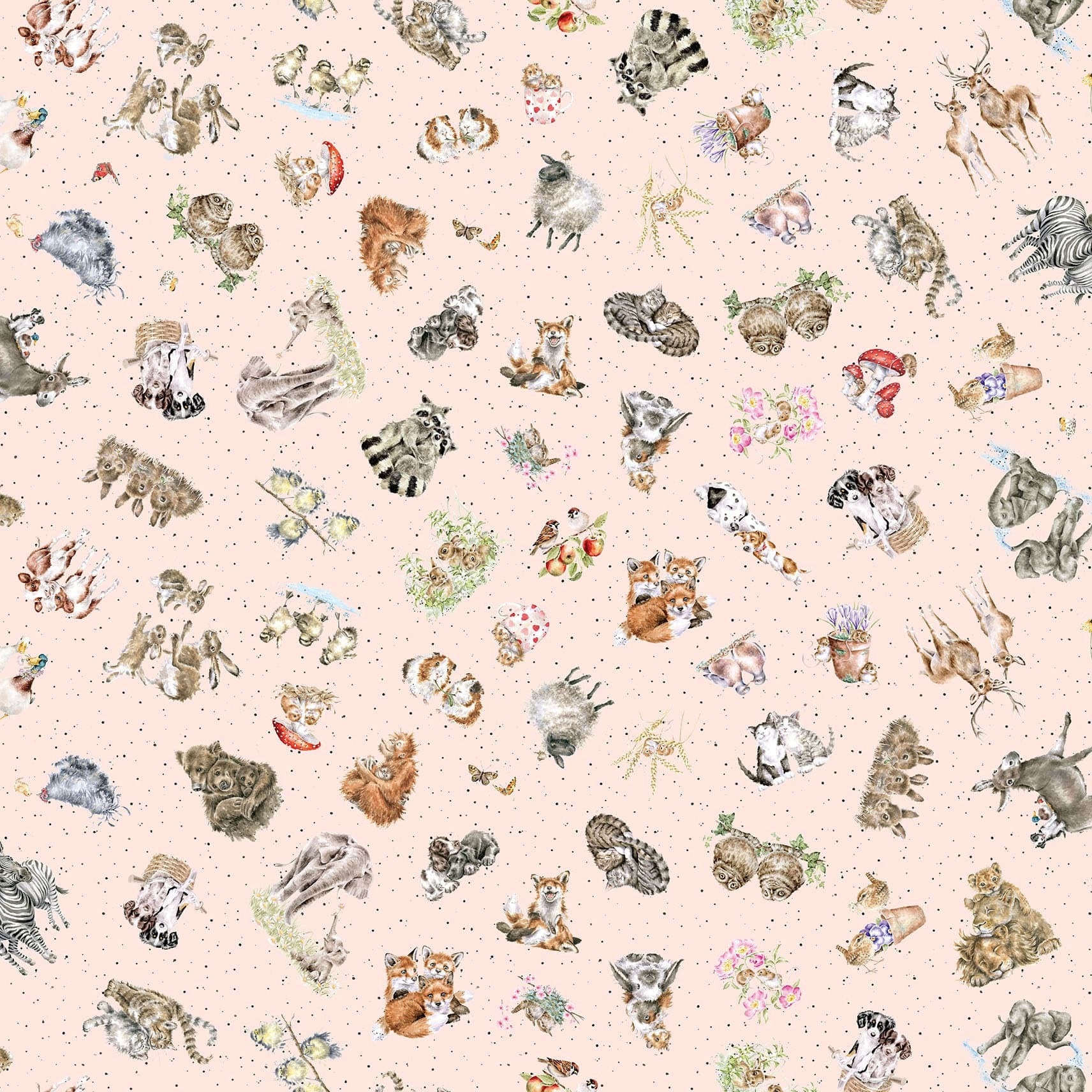 Together is Better | Tossed Animals - Pale Pink by Hannah Dale for Maywood Studio | MAS11121-P