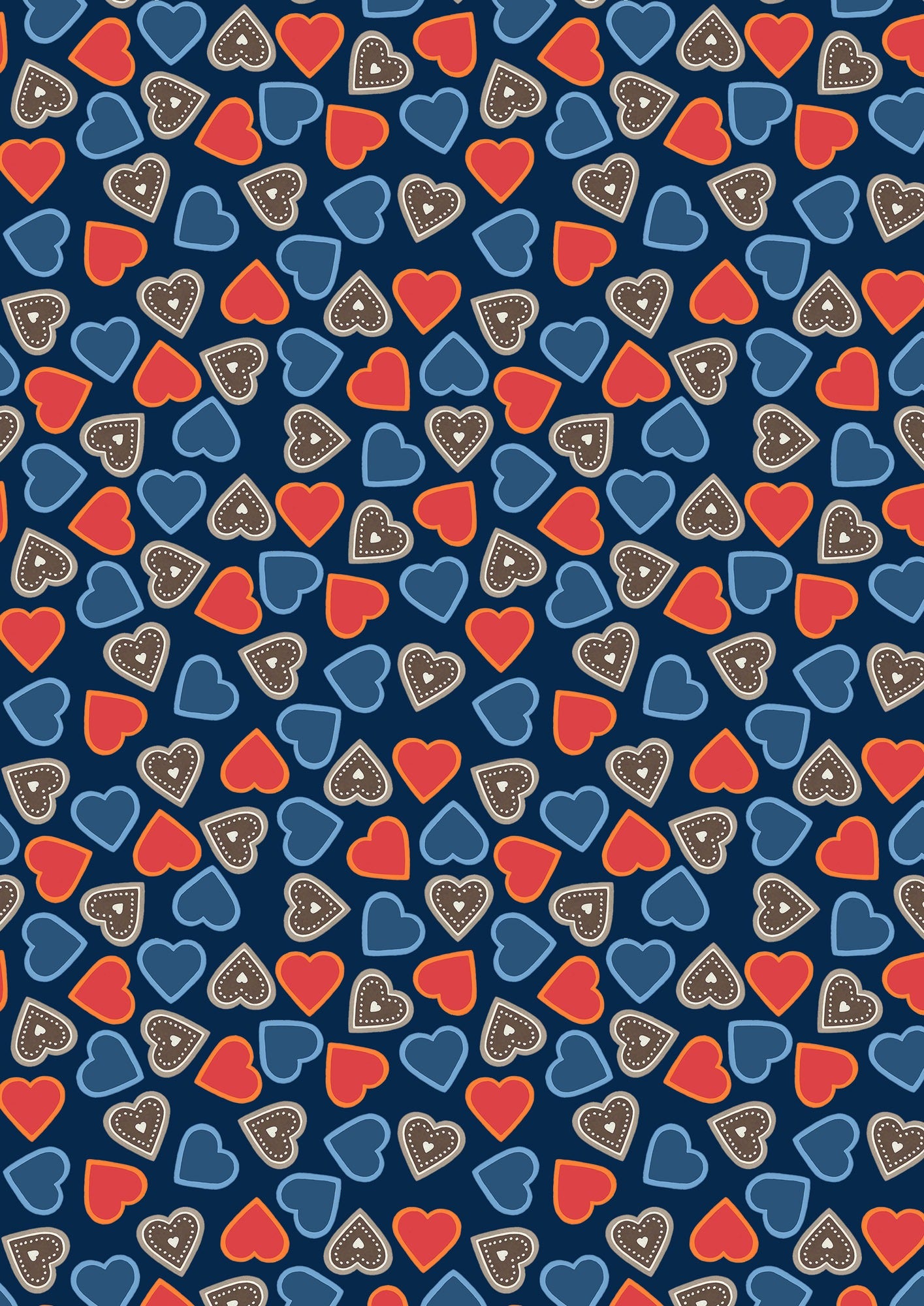 Tomten's Folklore Christmas | Hearts on Dark Blue by Eva Melhuish for Lewis & Irene | CE42