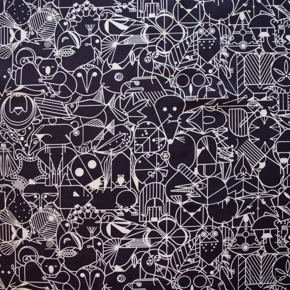 End Papers | Black by Charley Harper for Birch Fabrics | CH-300-BLACK | 100% Organic Cotton