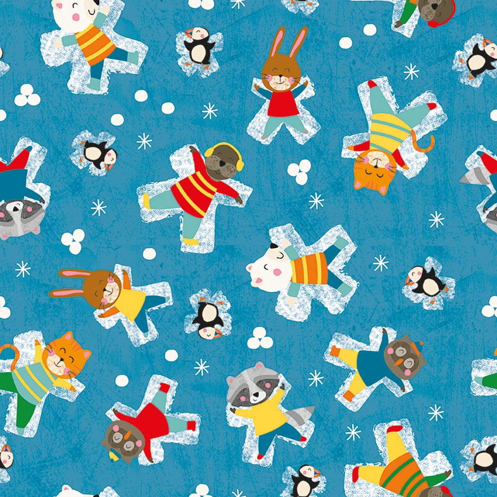 Snow Fun | Digital Snow Angels - Dark Sky by Liza Lewis for Clothworks | Y3593-99