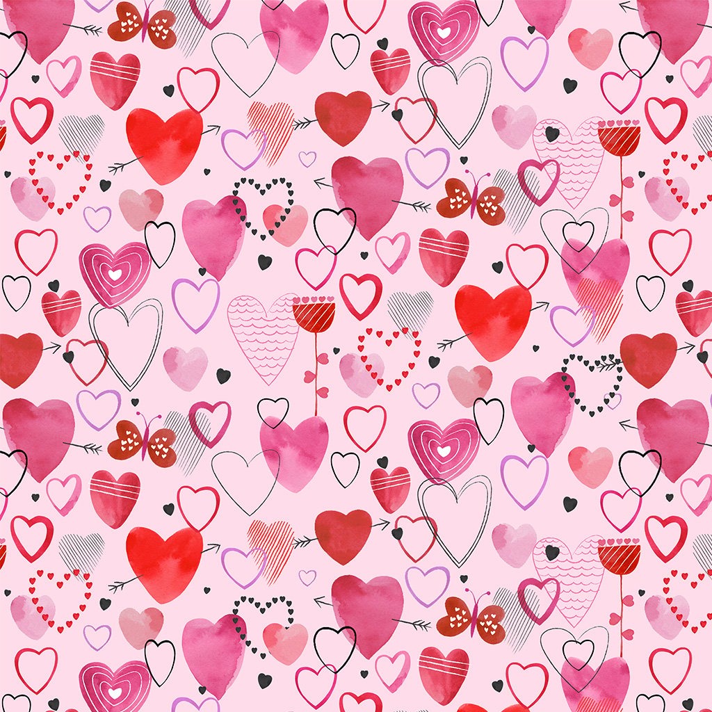 Love Matters | Mixed Hearts - Light Pink by Claudia Bianchi for Clothworks | Y4631-41