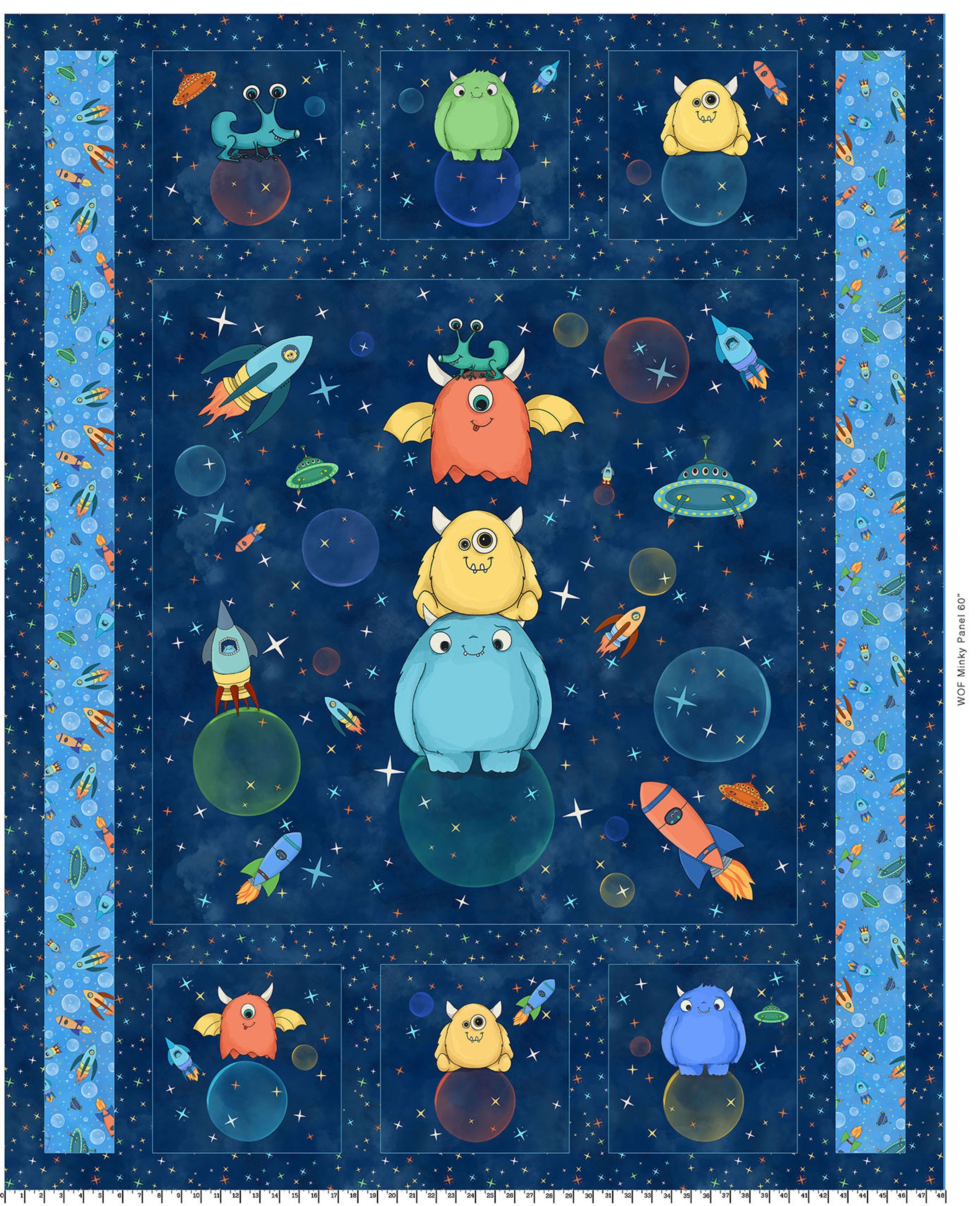 Space Monsters | Minky Panel by Maywood Studio | MASMK10927-NZ | 48" x 60" Minky