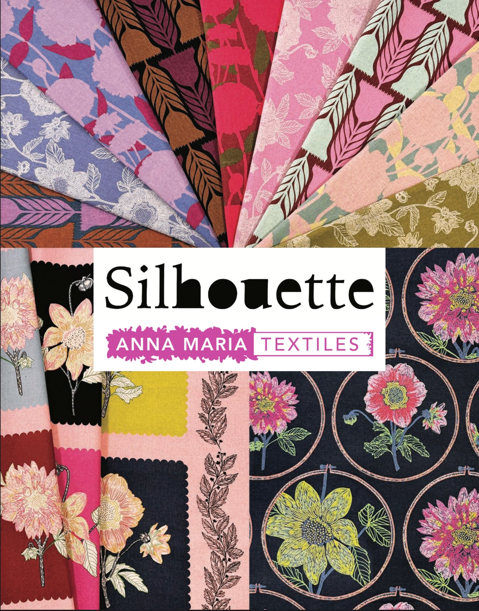 Silhouette | Stitched Dahlia - Cornflower by Anna Maria Textiles | Linen/Cotton Blend Fabric (Copy)