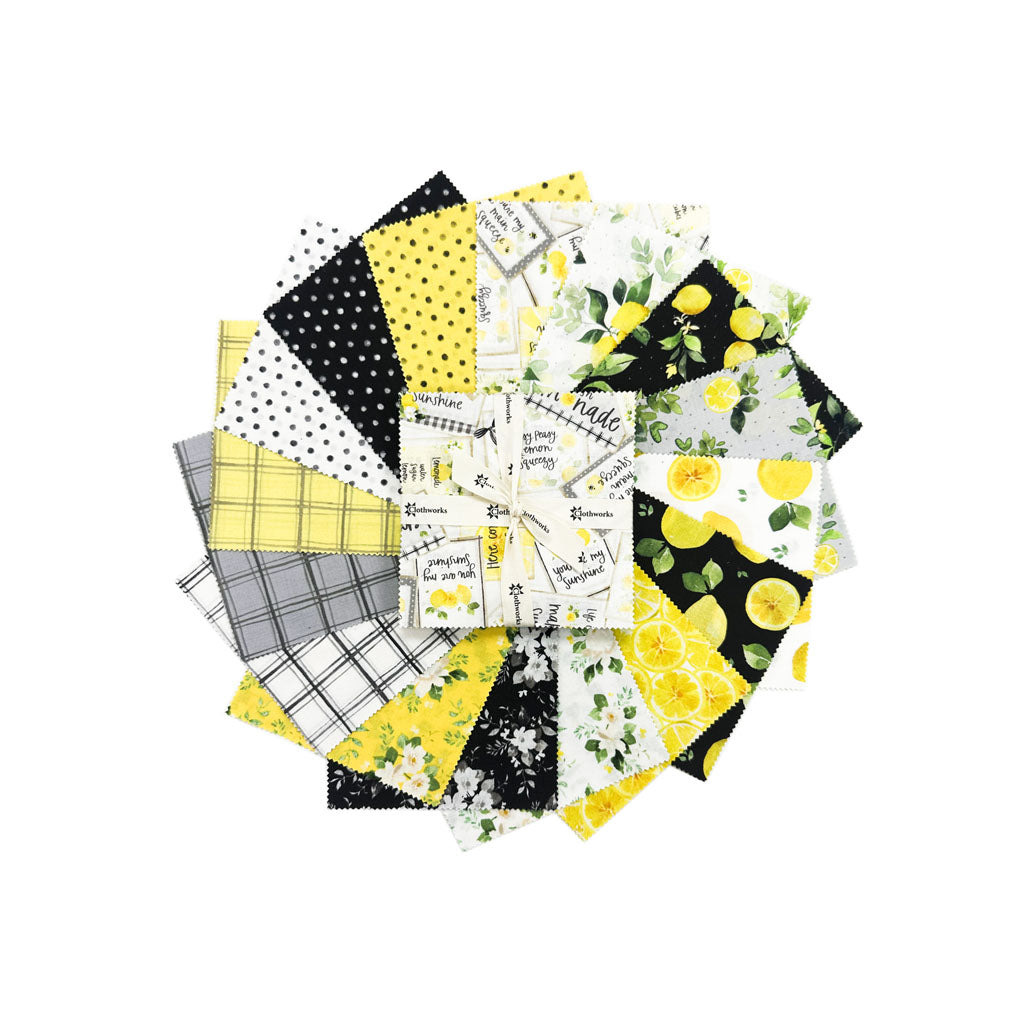 Lemon Zest | 5" Charm Pack by Heatherlee Chan for Clothworks | 42 pcs
