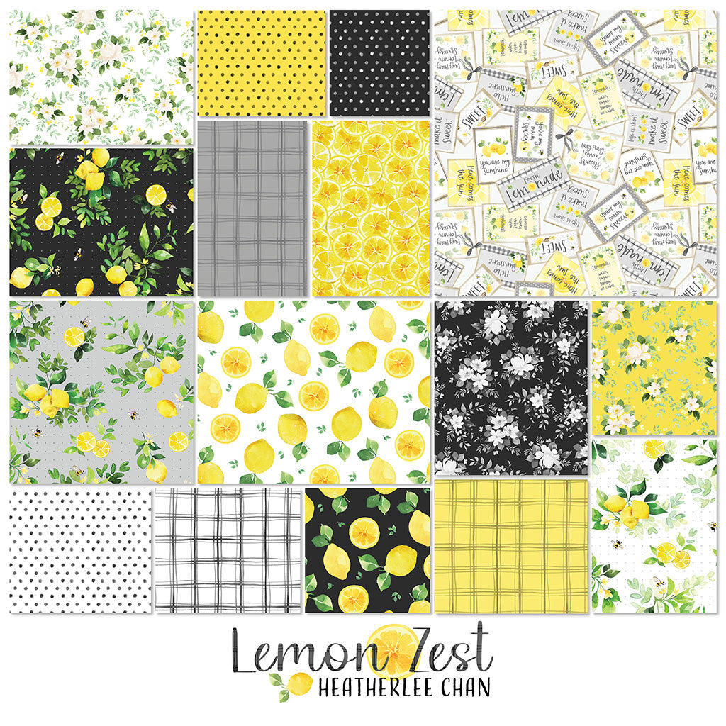 Lemon Zest | 5" Charm Pack by Heatherlee Chan for Clothworks | 42 pcs