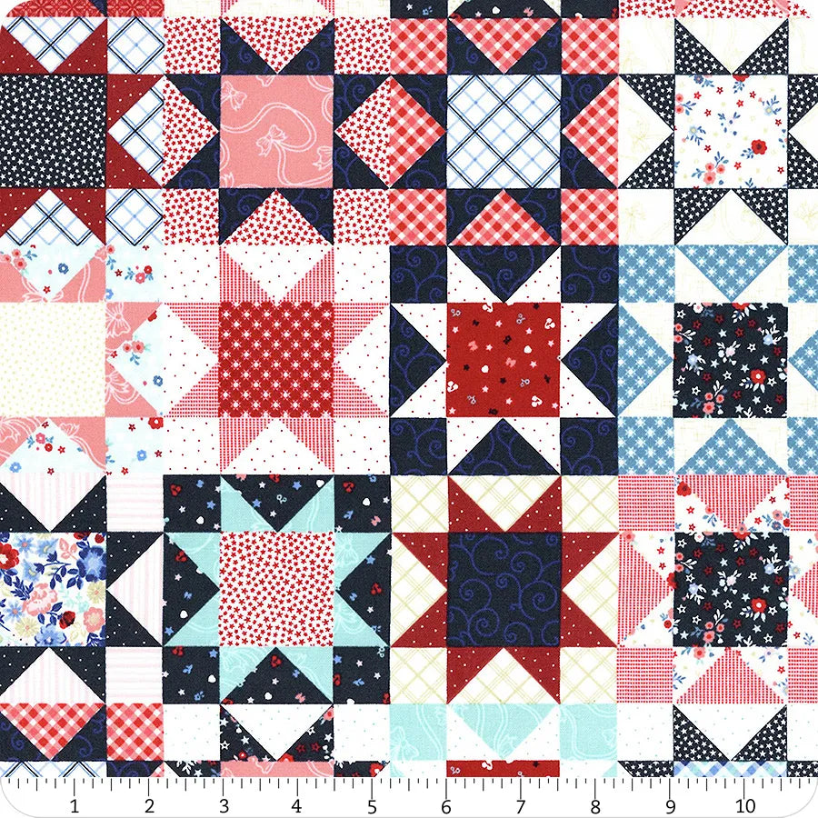 Star Spangled Beauty | Cheater Quilt Print by Kimberbell Designs for Maywood Studio | 10848M-Z