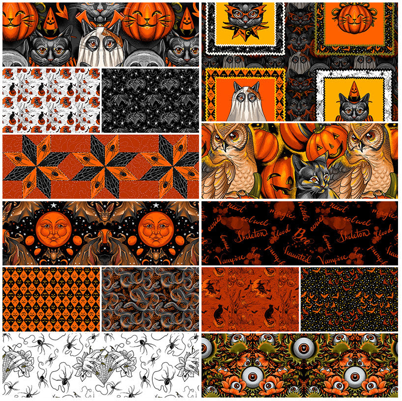 Costumes & Cobwebs | Haunted Toile - Orange by Rachel Hauer for FreeSpirit | PWRH125.ORANGE