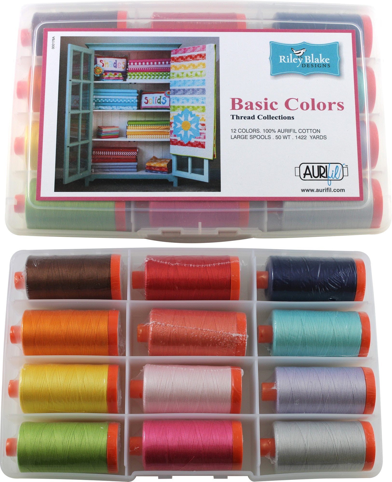 Riley Blake Designs Basic Colors Thread Kit 12 50wt Cotton Large (1422
