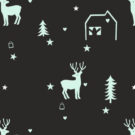 Hygee Glow by Lewis & Irene - Tomte Forest on Icy Blue *Glow in the Dark*